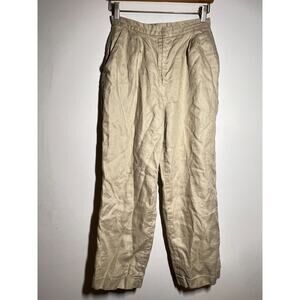 Lauren Ralph Lauren Women's Tan 100% Linen Pleat Front Cuff Hem Trouser Pant 4